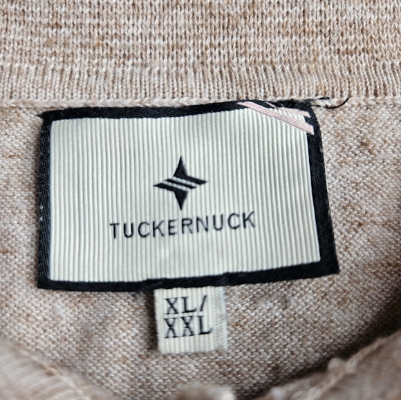 Tuckernuck Clayton Long Sleeve Knit Polo Tan Size XL/XXL Linen Blend - Picture 6 of 13